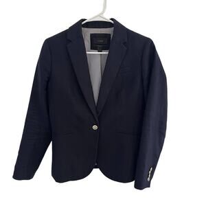 J.Crew Campbell Blazer Women Size 4 Navy Blue Linen Office Career Preppy Coastal